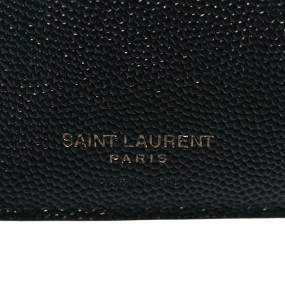 Saint Laurent Grain De Poudre Matelasse Chevron Monogram Zipped Card Case Black 6 of 10