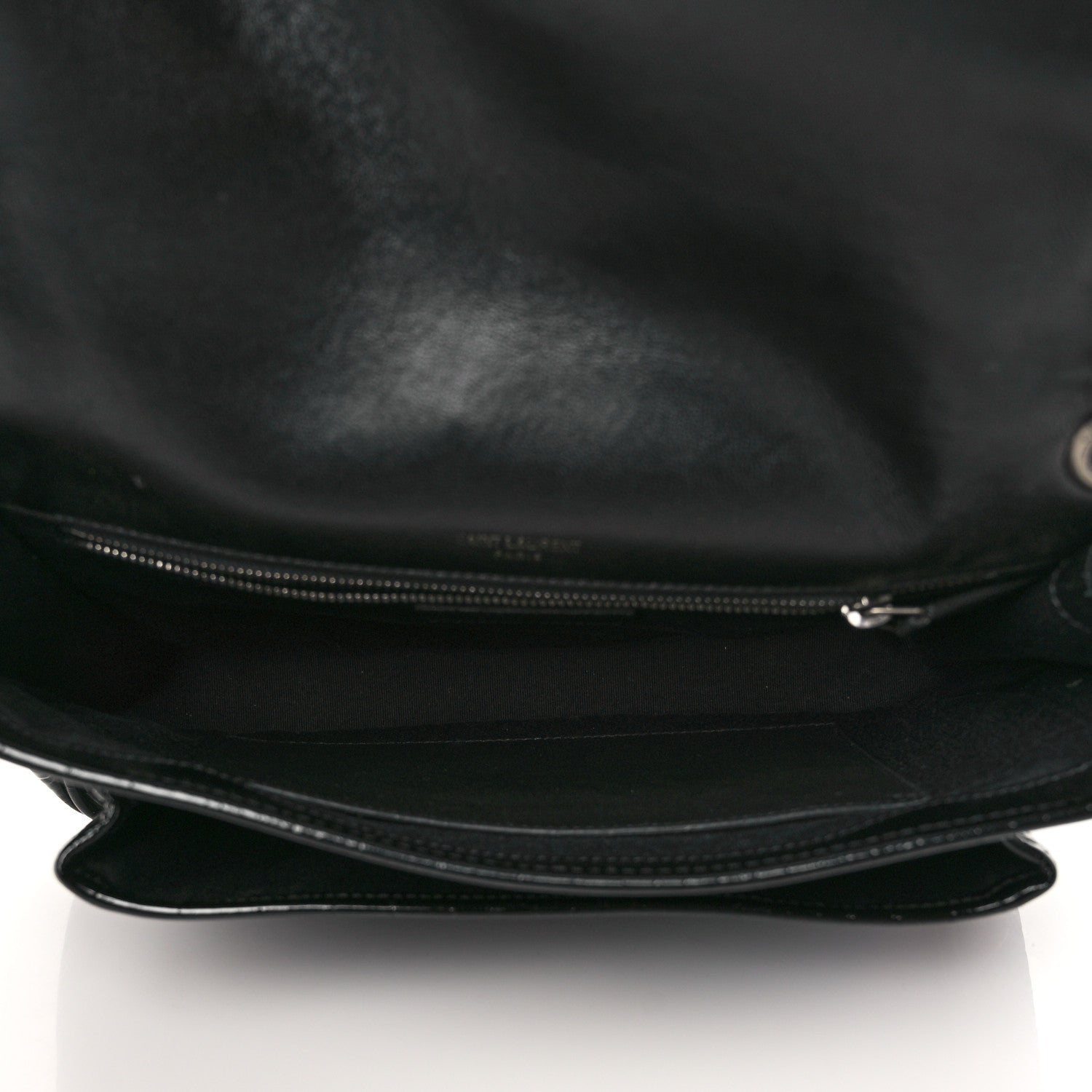 Saint Laurent Patent Crocodile Embossed Lambskin Monogram Medium Niki Chain Satchel Black 5 of 8