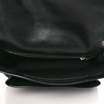 Saint Laurent Patent Crocodile Embossed Lambskin Monogram Medium Niki Chain Satchel Black 5 of 8