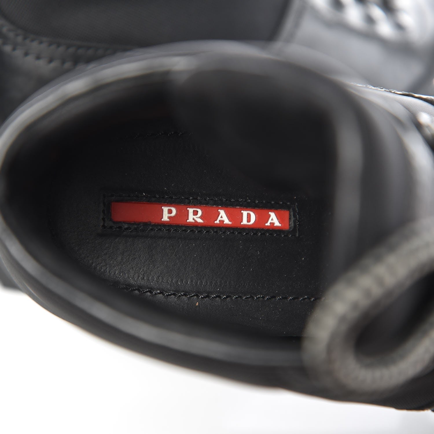 Prada Calfskin Canvas Lace Up Combat Boots 38 Black 9 of 10