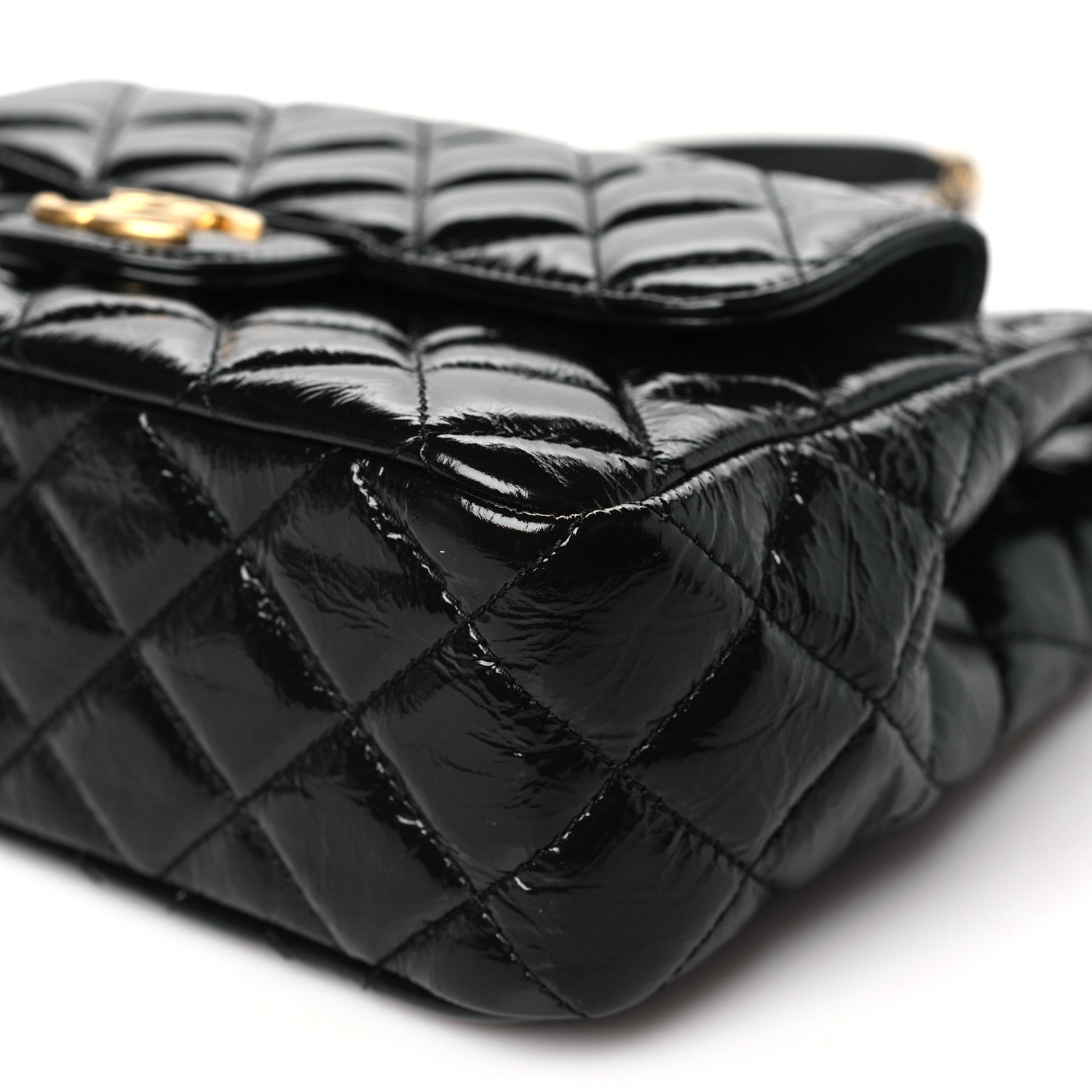 Chanel Shiny Crumpled Calfskin Quilted Wavy CC Hobo Black 10 of 10