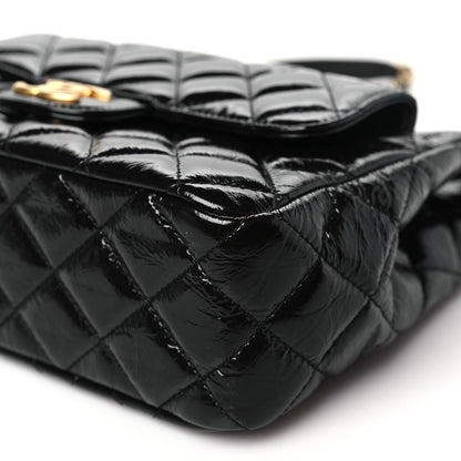 Chanel Shiny Crumpled Calfskin Quilted Wavy CC Hobo Black 10 of 10