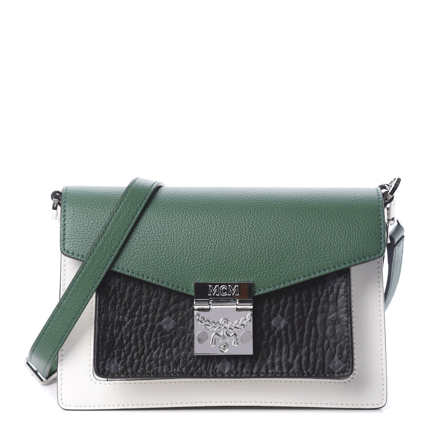 Calfskin Visetos Small Patricia Crossbody Bag Eden Black