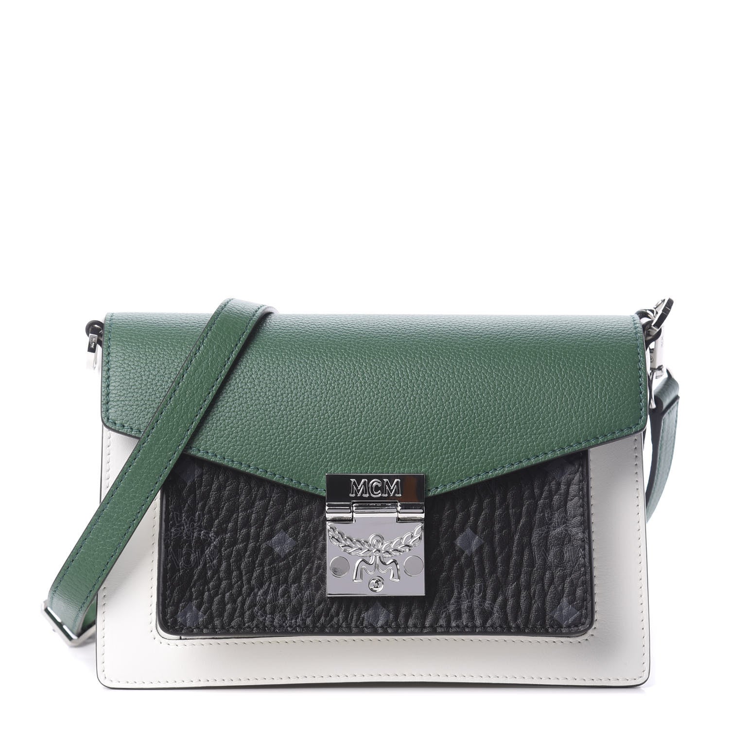 MCM Calfskin Visetos Small Patricia Crossbody Bag Eden Black 1 of 9