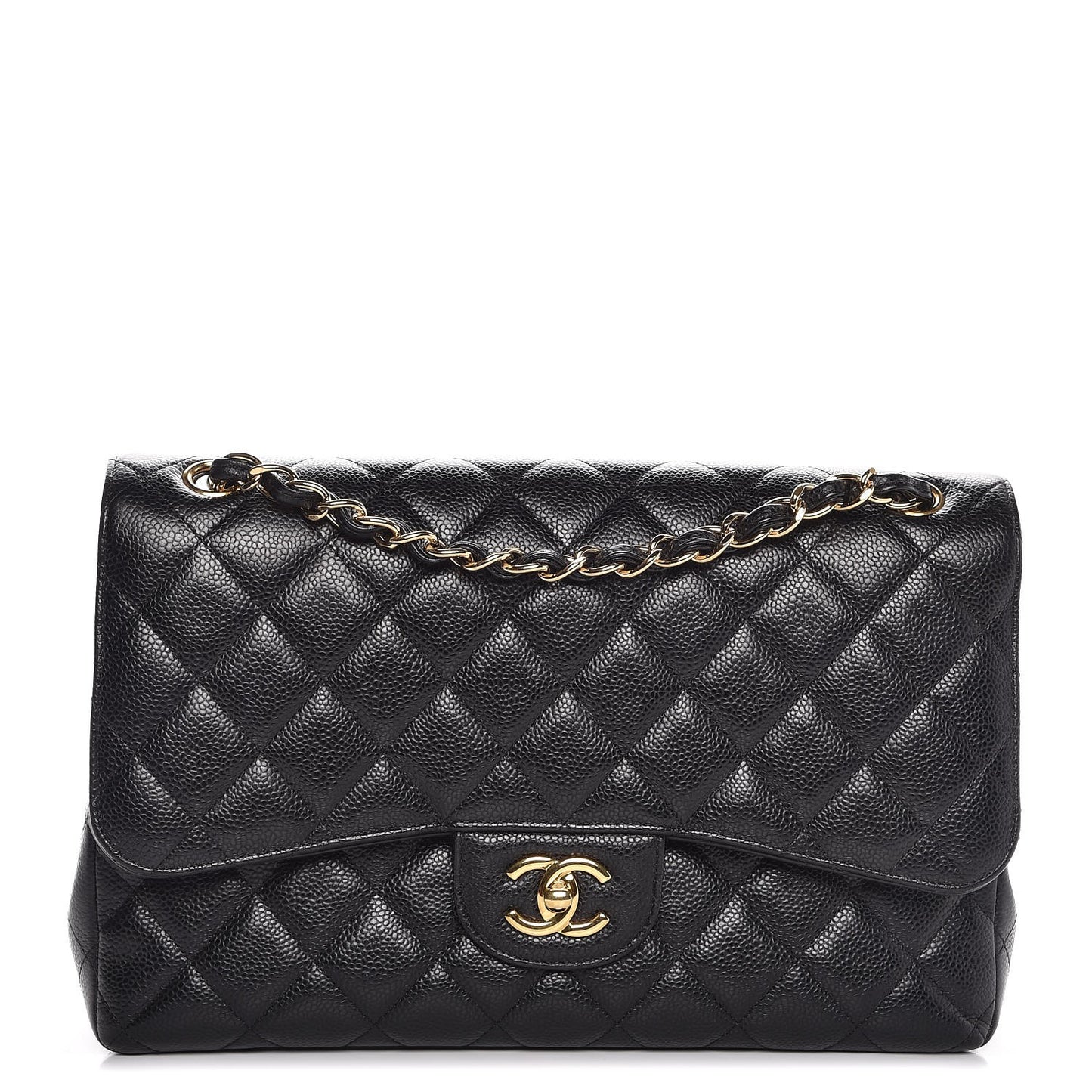 Caviar Quilted Jumbo Double Flap Black