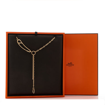 Hermes 18K Rose Gold Diamond GM Chaine d'Ancre Punk Lariat Necklace 6 of 6