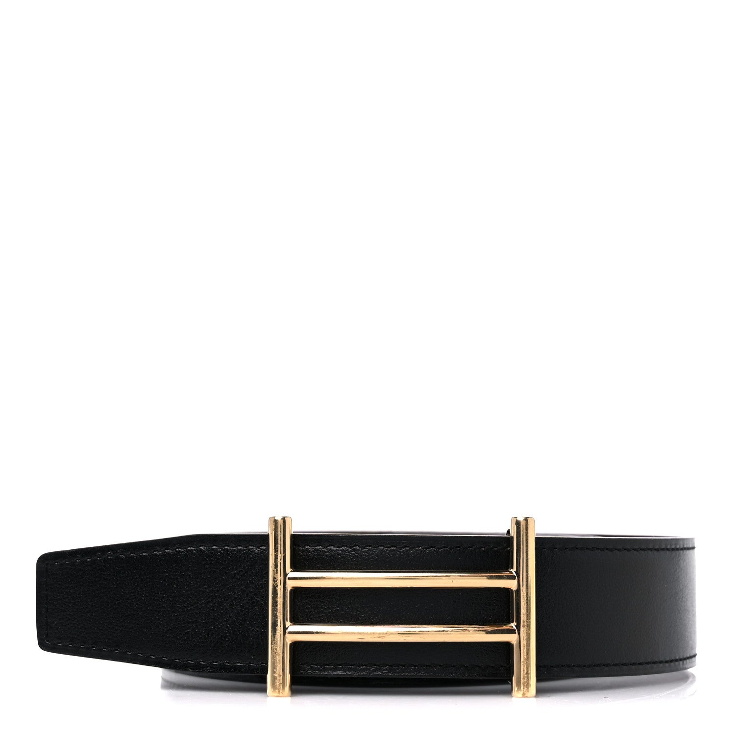 Hermes Togo Box 32mm Rider Belt 115 46 Black Chocolate 1 of 5