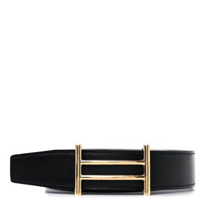 Hermes Togo Box 32mm Rider Belt 115 46 Black Chocolate 1 of 5