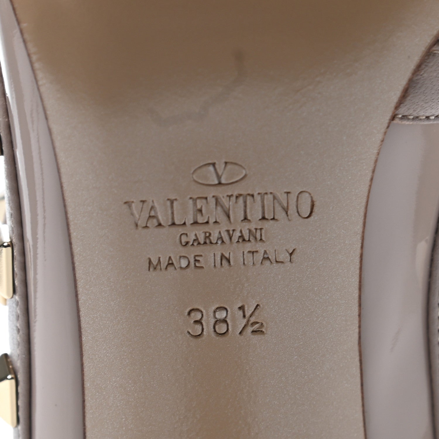 Valentino Garavani Patent Rockstud Ankle Strap Pumps 38.5 Poudre 6 of 7
