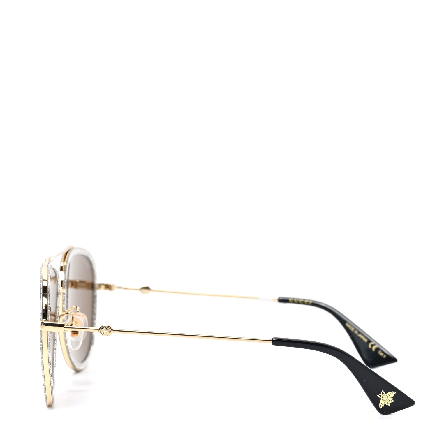 Gucci Glitter Aviator Sunglasses GG0062S Gold Brown 3 of 7