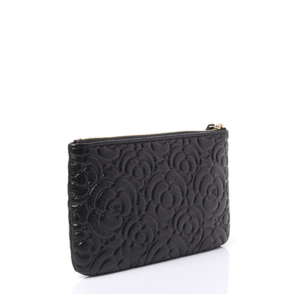 Chanel Caviar Camellia Embossed Cosmetic Pouch Black 2 of 10