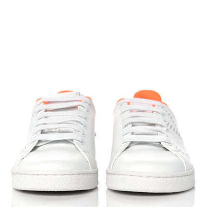 Valentino Garavani Calfskin Womens Backnet Sneakers 35 White Orange Fluo 2 of 9
