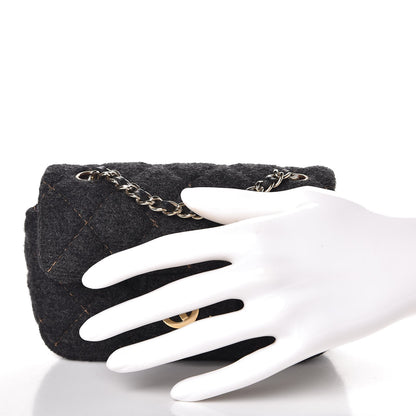 Chanel Wool Contrast Stitched Extra Mini Flap Charcoal 3 of 9