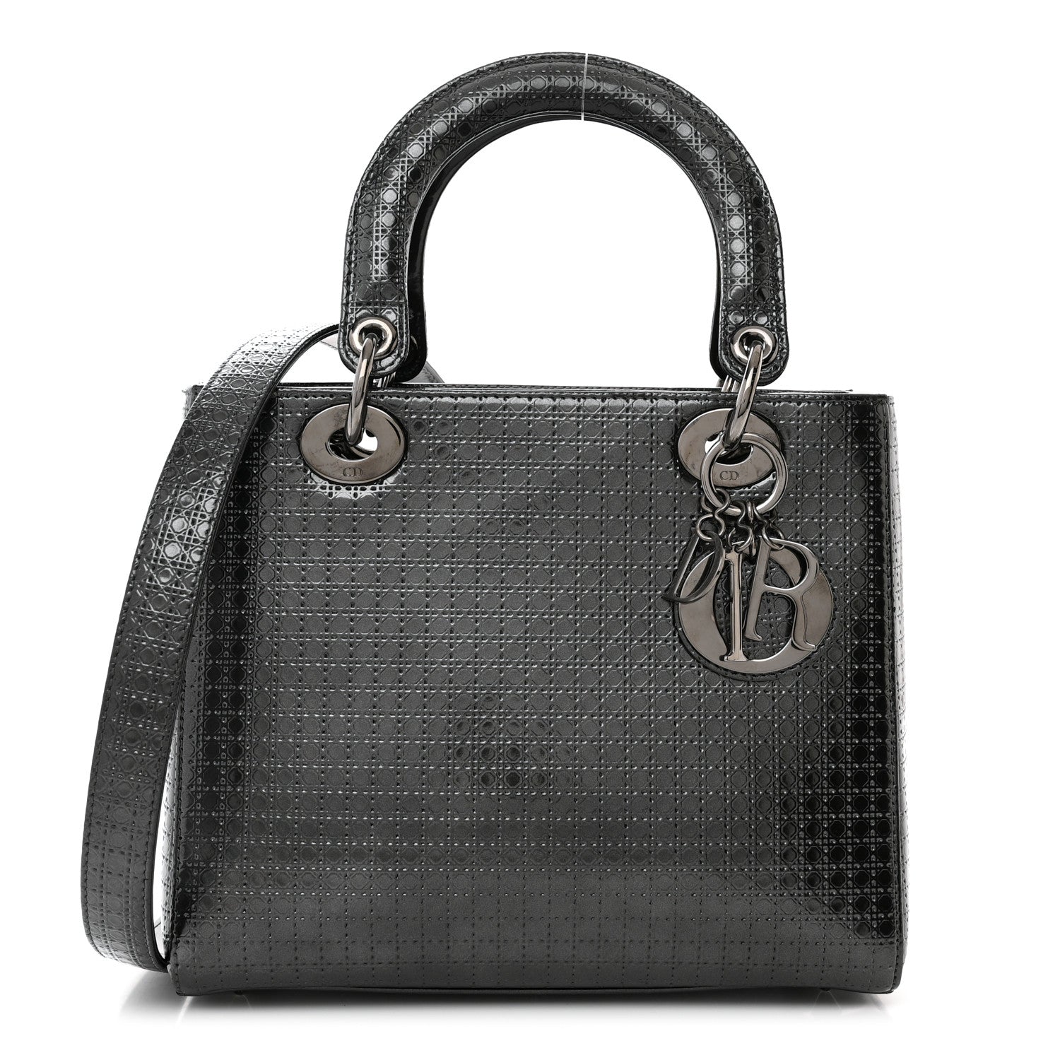 Christian Dior Patent Micro-Cannage Medium Lady Dior Onyx Black 1 of 9