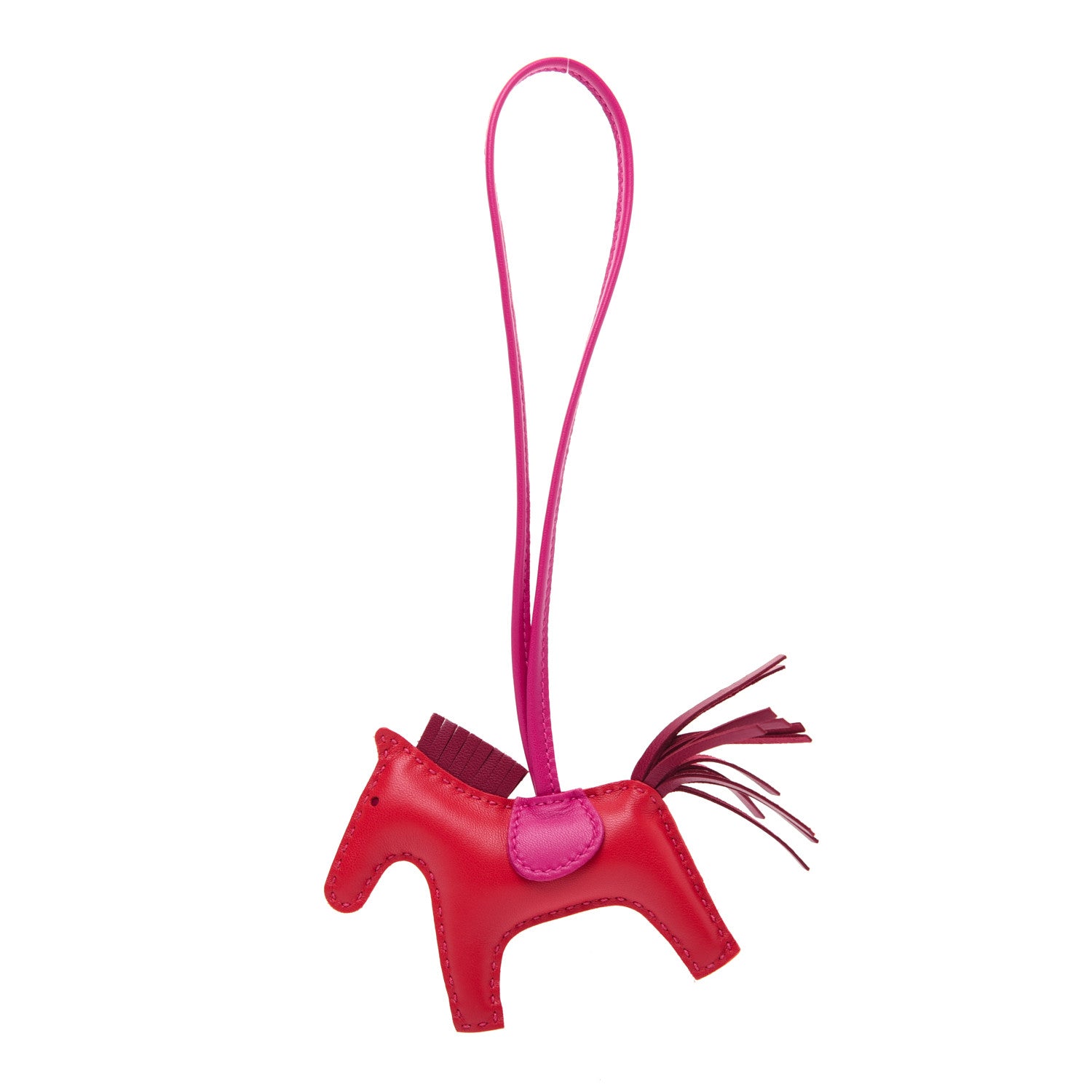 Hermes Milo Lambskin Grigri Rodeo Horse Bag Charm PM Rouge Indien Rubis Rose Mexico 1 of 5