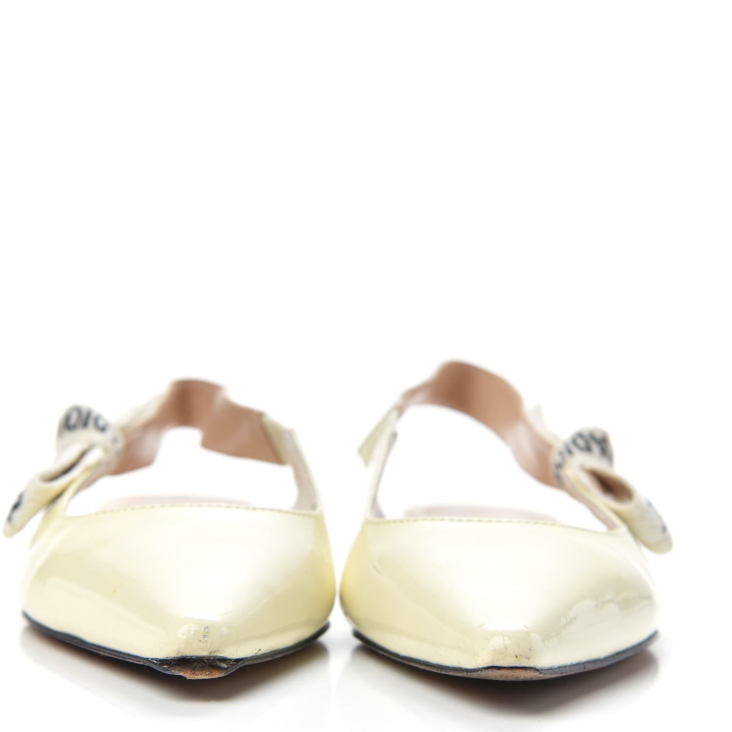 Christian Dior Patent Ribbon J'Adior Slingback Ballet Flats 36 Off White 3 of 12