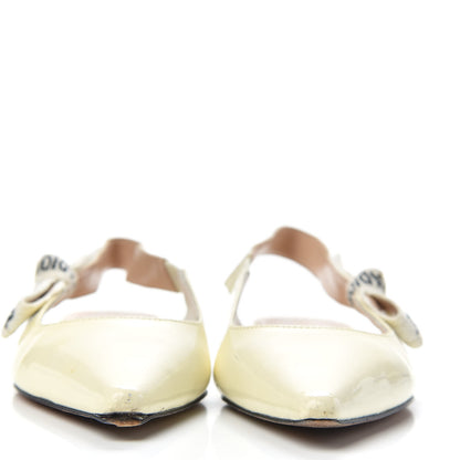 Christian Dior Patent Ribbon J'Adior Slingback Ballet Flats 36 Off White 3 of 12
