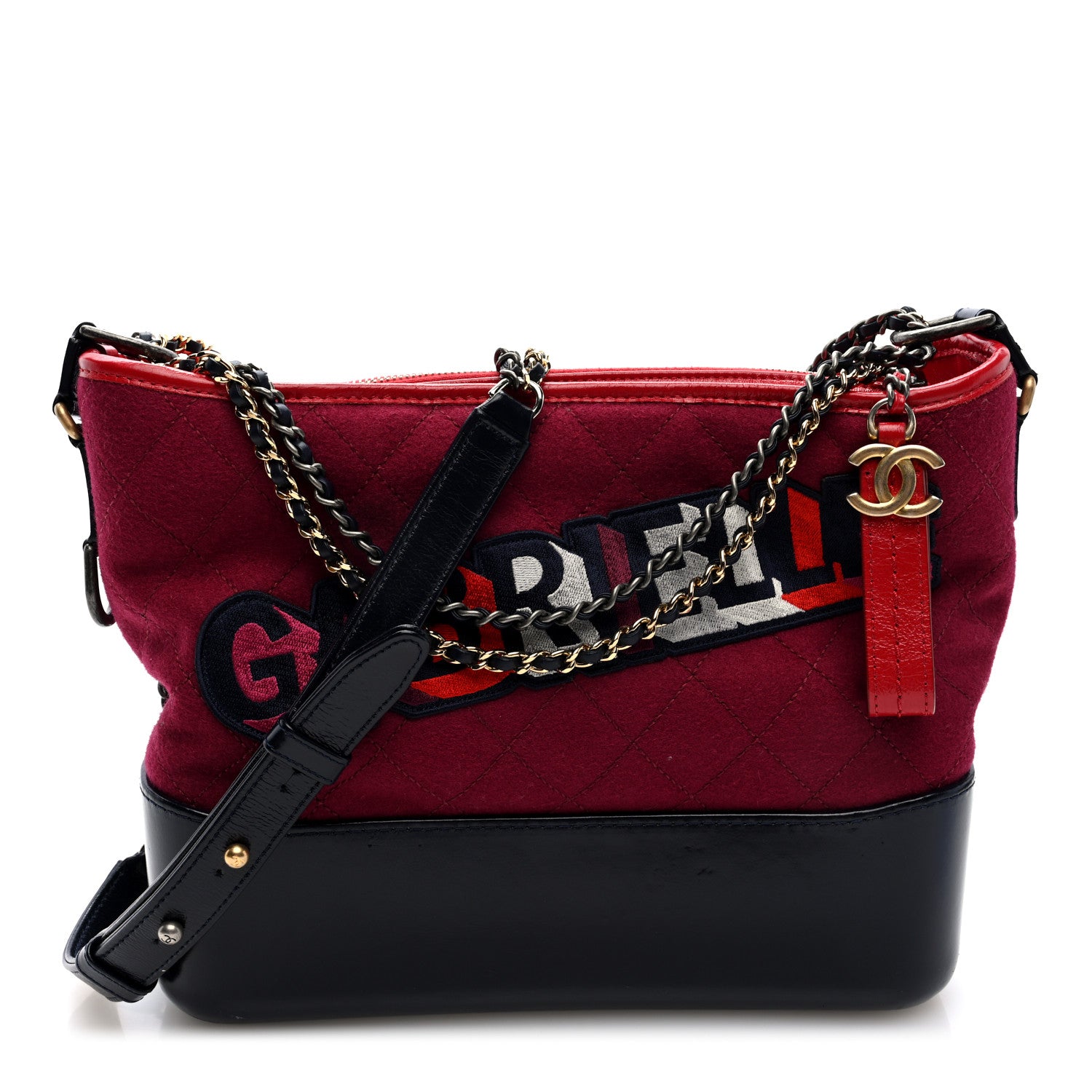 Chanel Wool Calfskin Quilted Medium Gabrielle Hobo Red 1 of 10