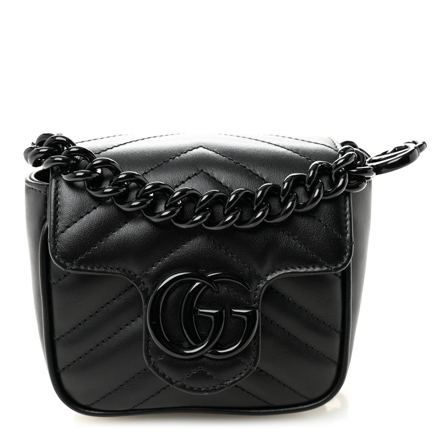 Calfskin Matelasse Monochrome GG Marmont Chain Mini Belt Bag Black