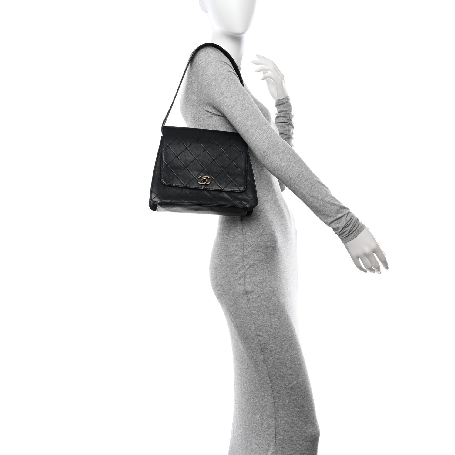 Chanel Lambskin Quilted CC Flap Shoulder Bag Black 2 of 15