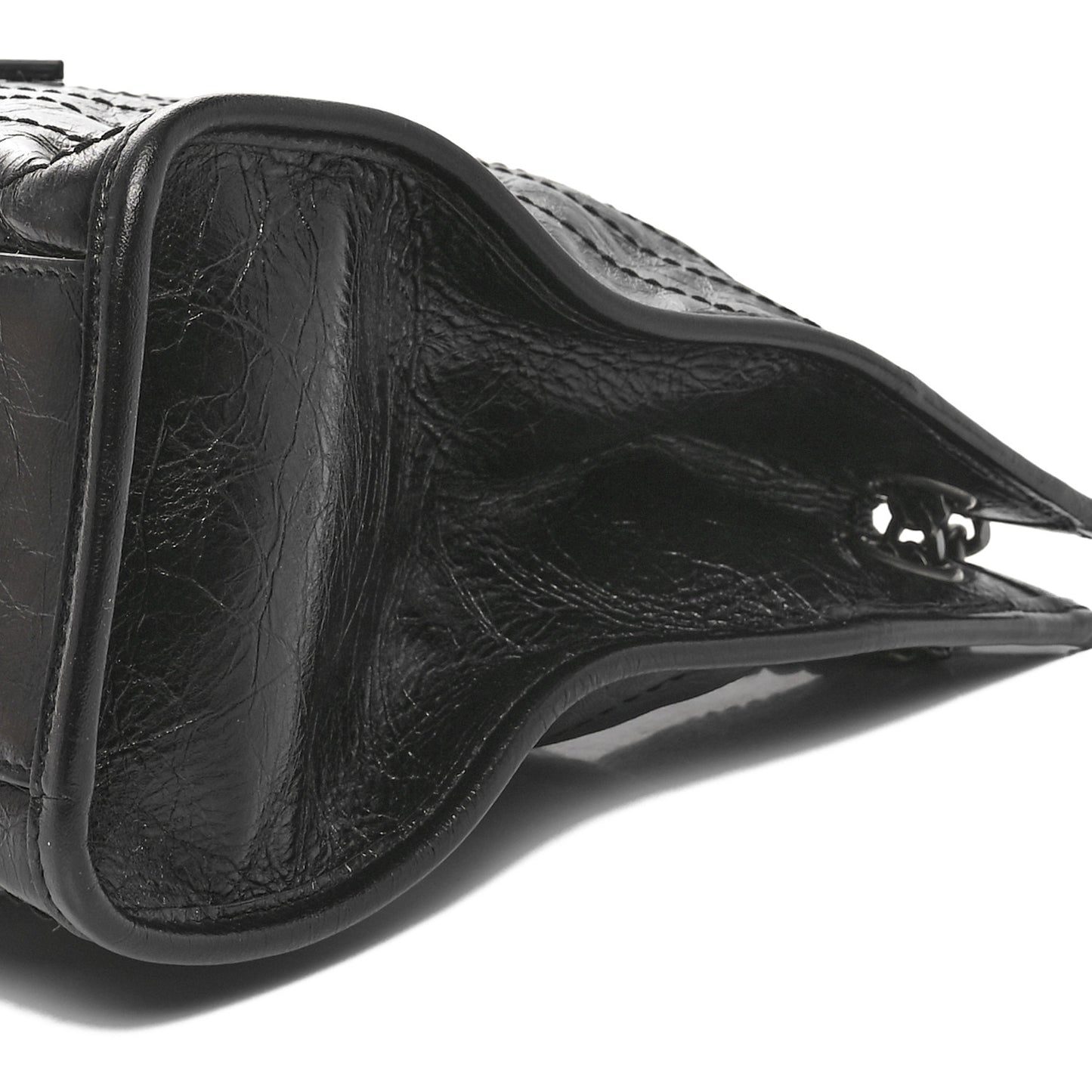 Crinkled Calfskin Matelasse Monogram Medium Niki Shopper Tote Black