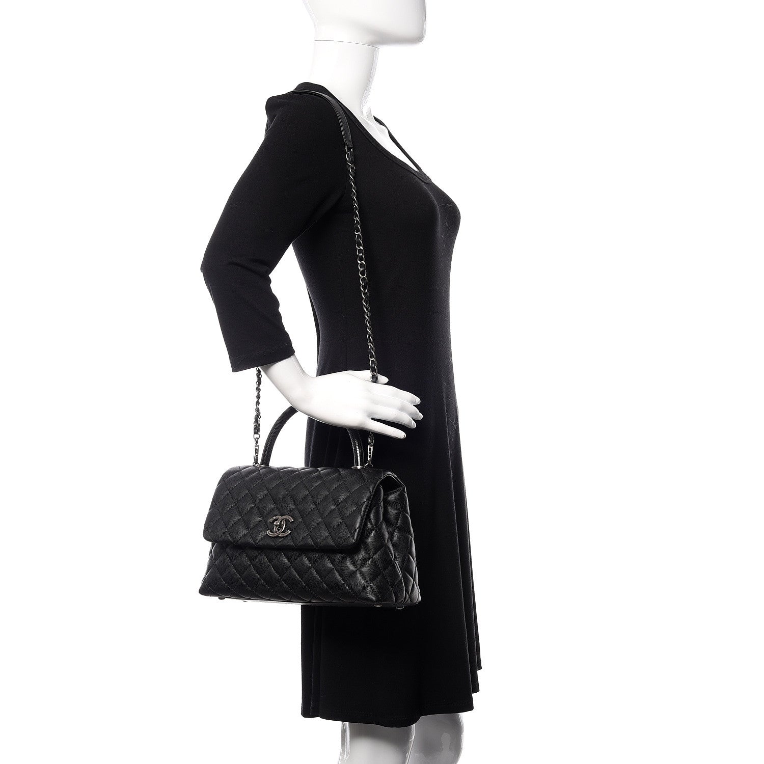 Chanel Caviar Lizard Quilted Small Coco Handle Flap Black 2 of 10