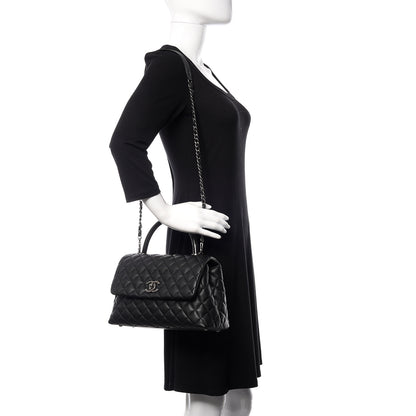 Chanel Caviar Lizard Quilted Small Coco Handle Flap Black 2 of 10