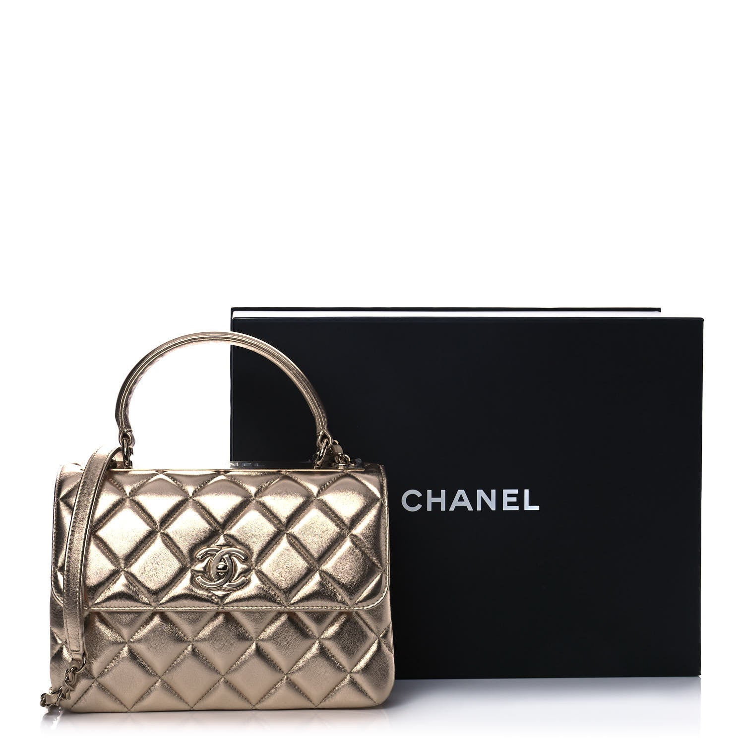Chanel Metallic Lambskin Quilted Small Trendy CC Flap Dual Handle Bag Gold 12 of 12