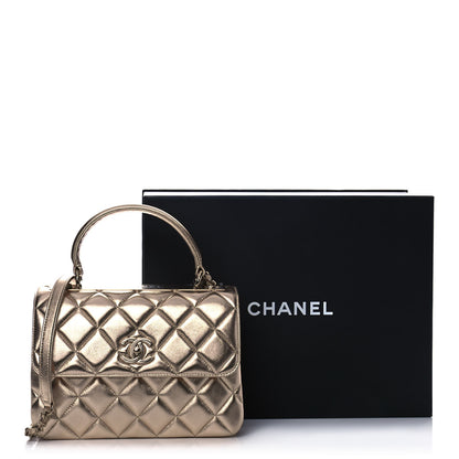 Chanel Metallic Lambskin Quilted Small Trendy CC Flap Dual Handle Bag Gold 12 of 12