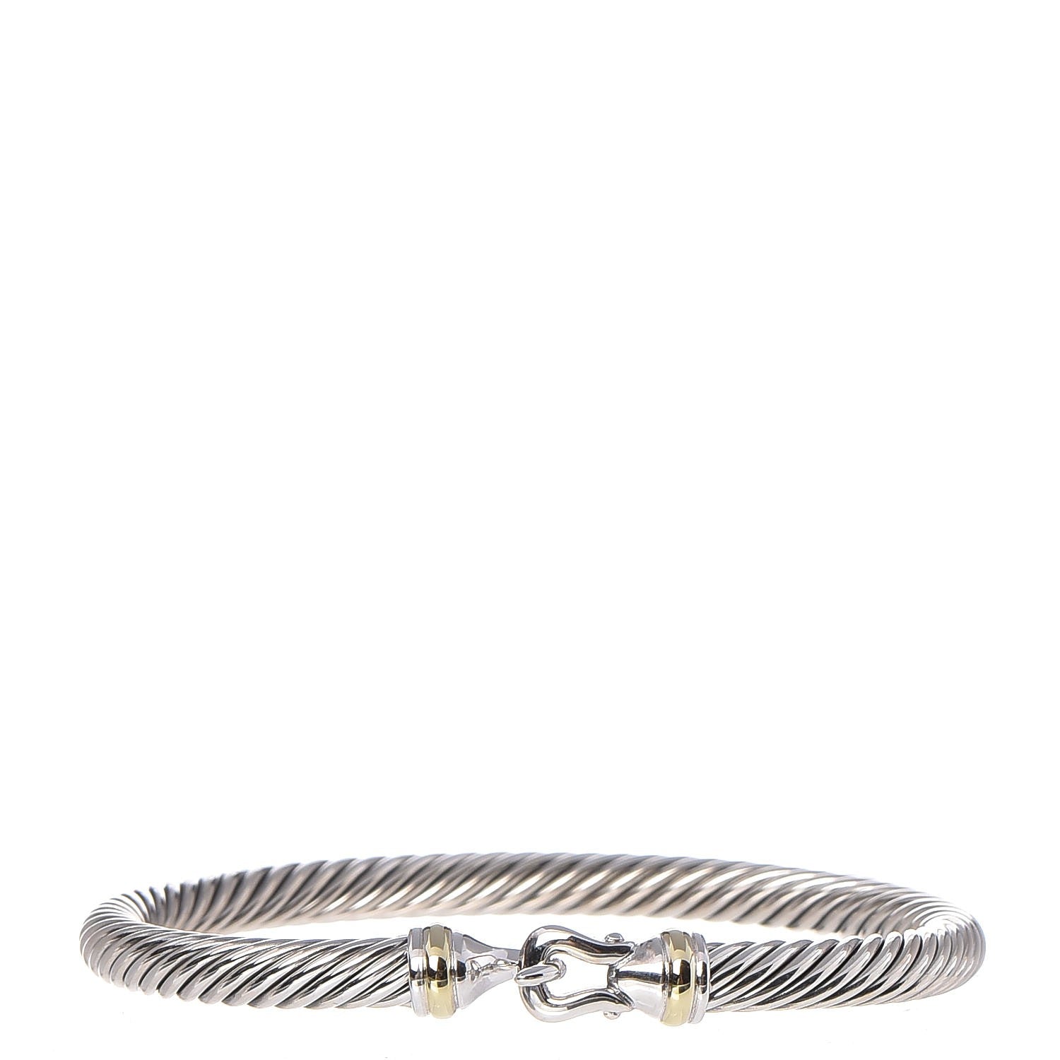 David Yurman Sterling Silver 18K Yellow Gold 5mm Cable Classic Buckle Bracelet 1 of 4