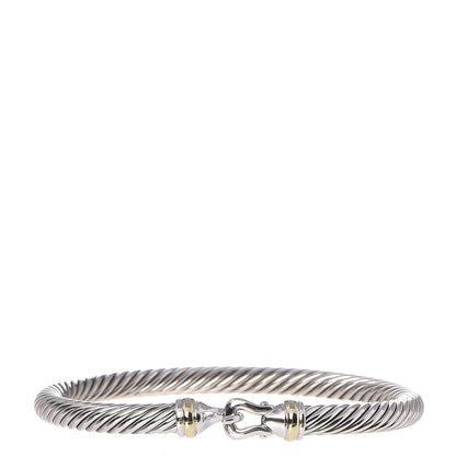 David Yurman Sterling Silver 18K Yellow Gold 5mm Cable Classic Buckle Bracelet 1 of 4