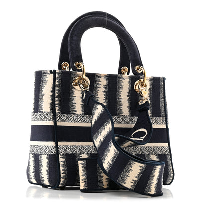 Christian Dior Canvas Medium D-Stripes Lady D-Lite Blue 3 of 10