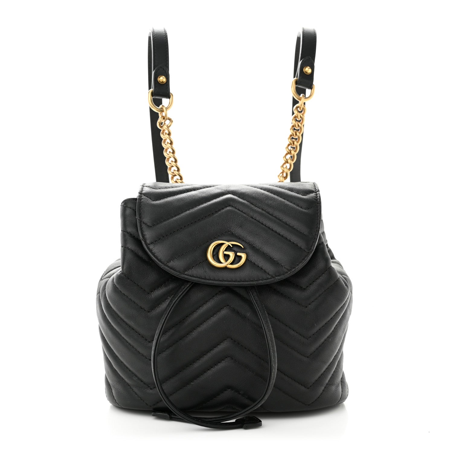 Gucci Calfskin Matelasse GG Marmont Flap Backpack Black 1 of 15