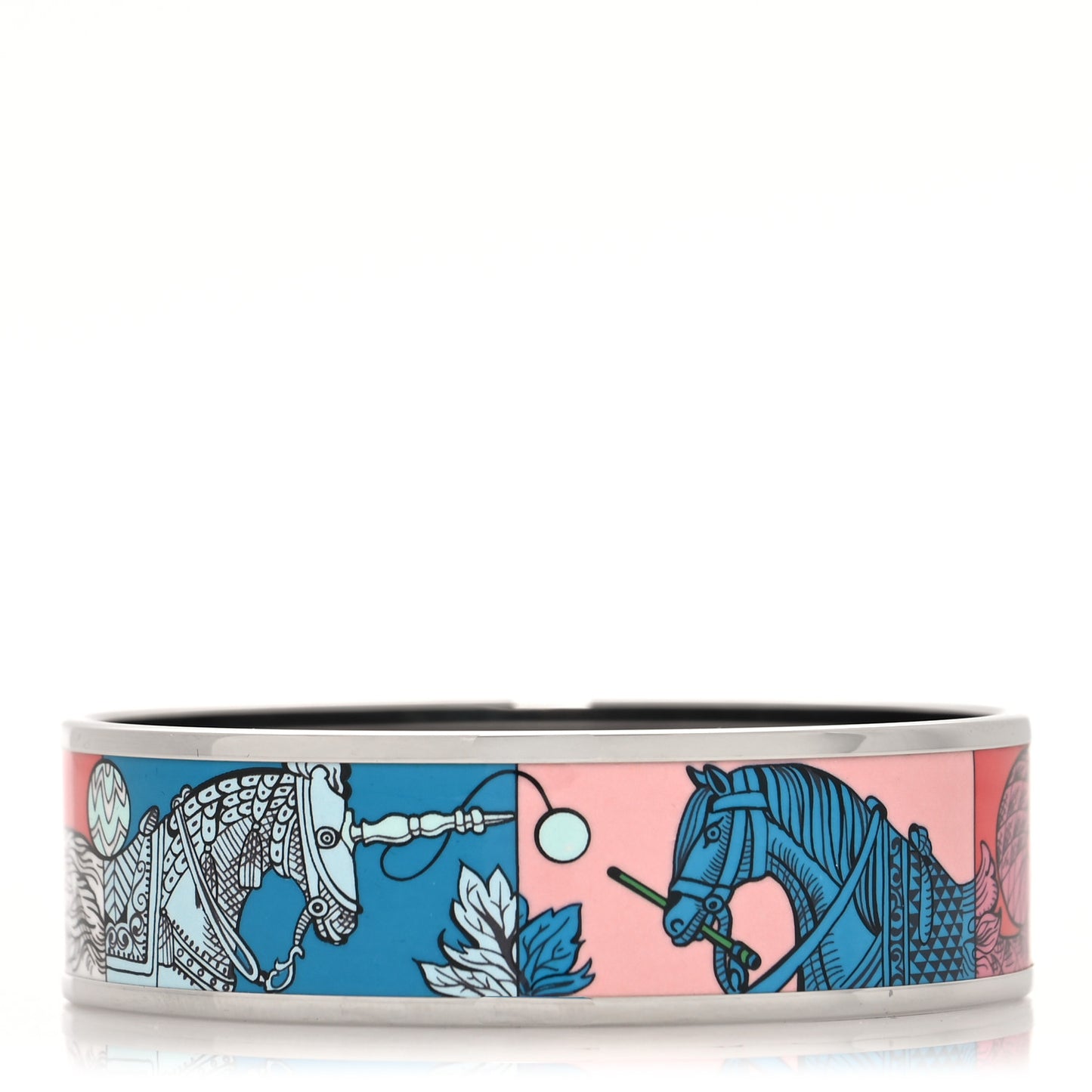 Enamel Printed Della Cavalleria Favolosa Wide Bracelet 62 Aqua Cobalt Rouge