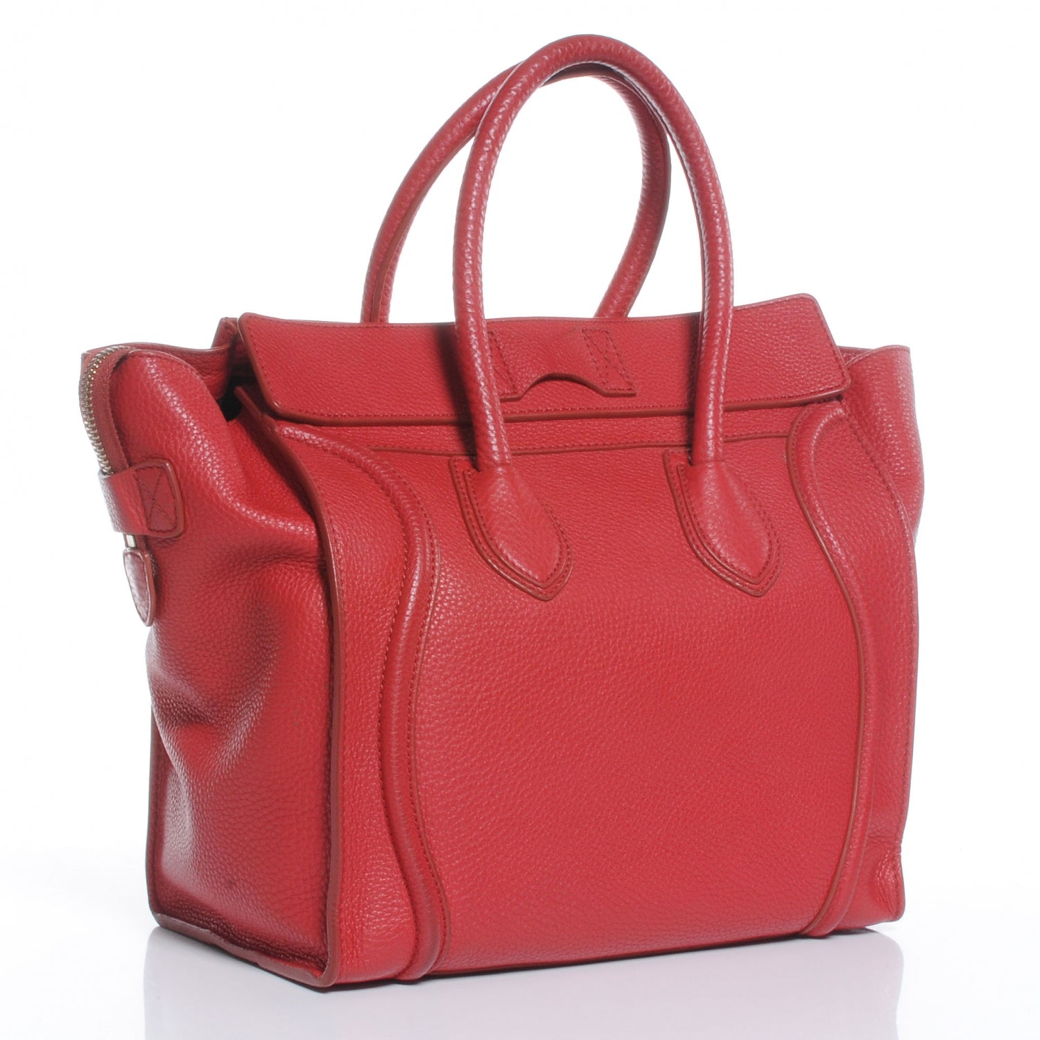 Celine Drummed Calfskin Mini Luggage Bag Red 3 of 9