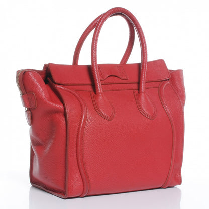 Celine Drummed Calfskin Mini Luggage Bag Red 3 of 9