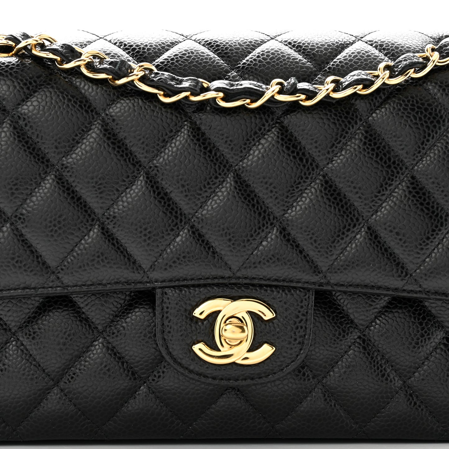 Caviar Quilted Medium Double Flap Black