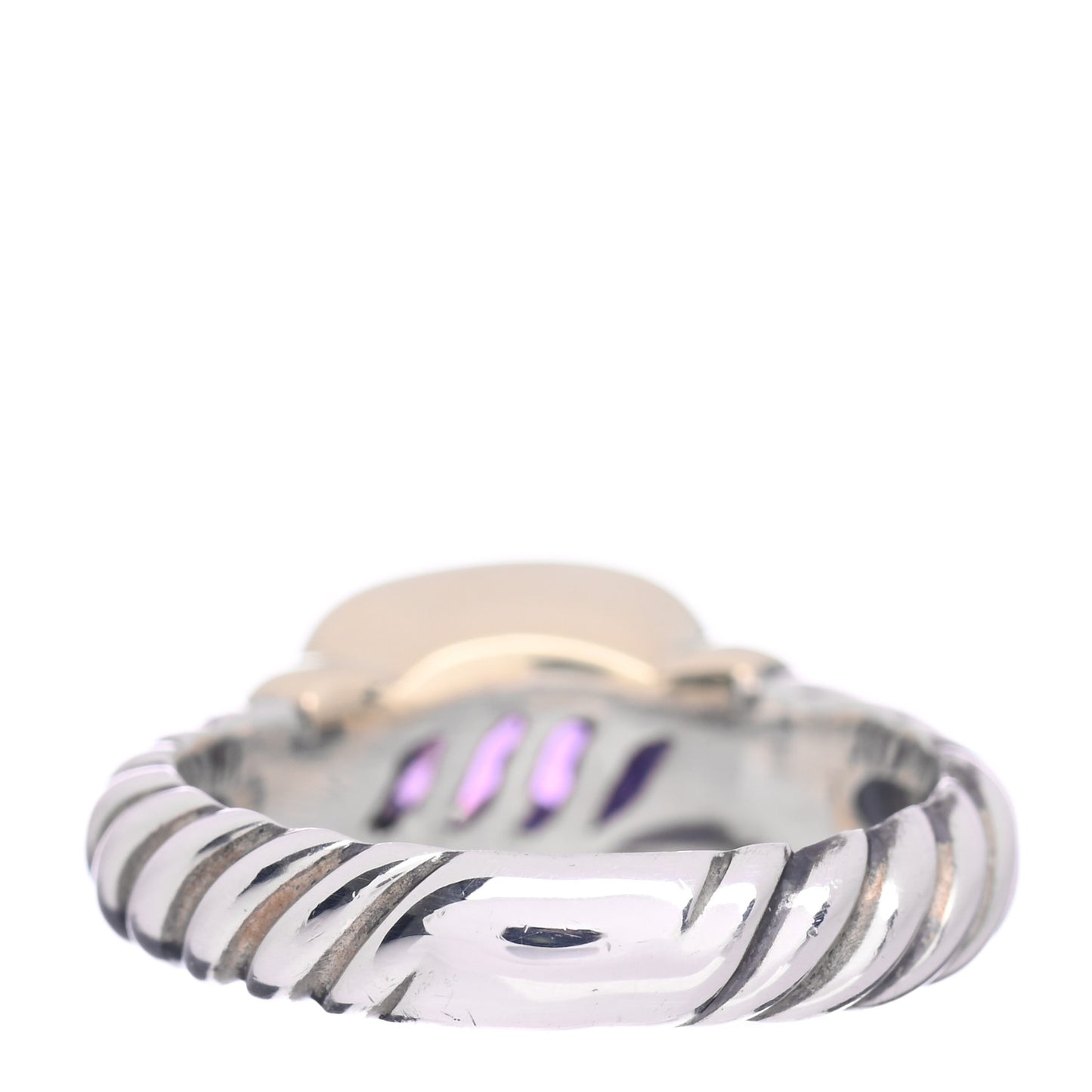 Sterling Silver 14K Yellow Gold Amethyst 10mm Noblesse Ring 57 8