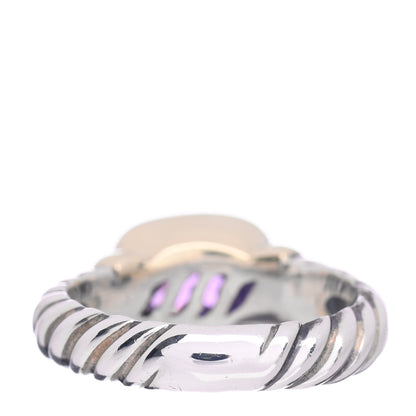 David Yurman Sterling Silver 14K Yellow Gold Amethyst 10mm Noblesse Ring 57 8 3 of 6