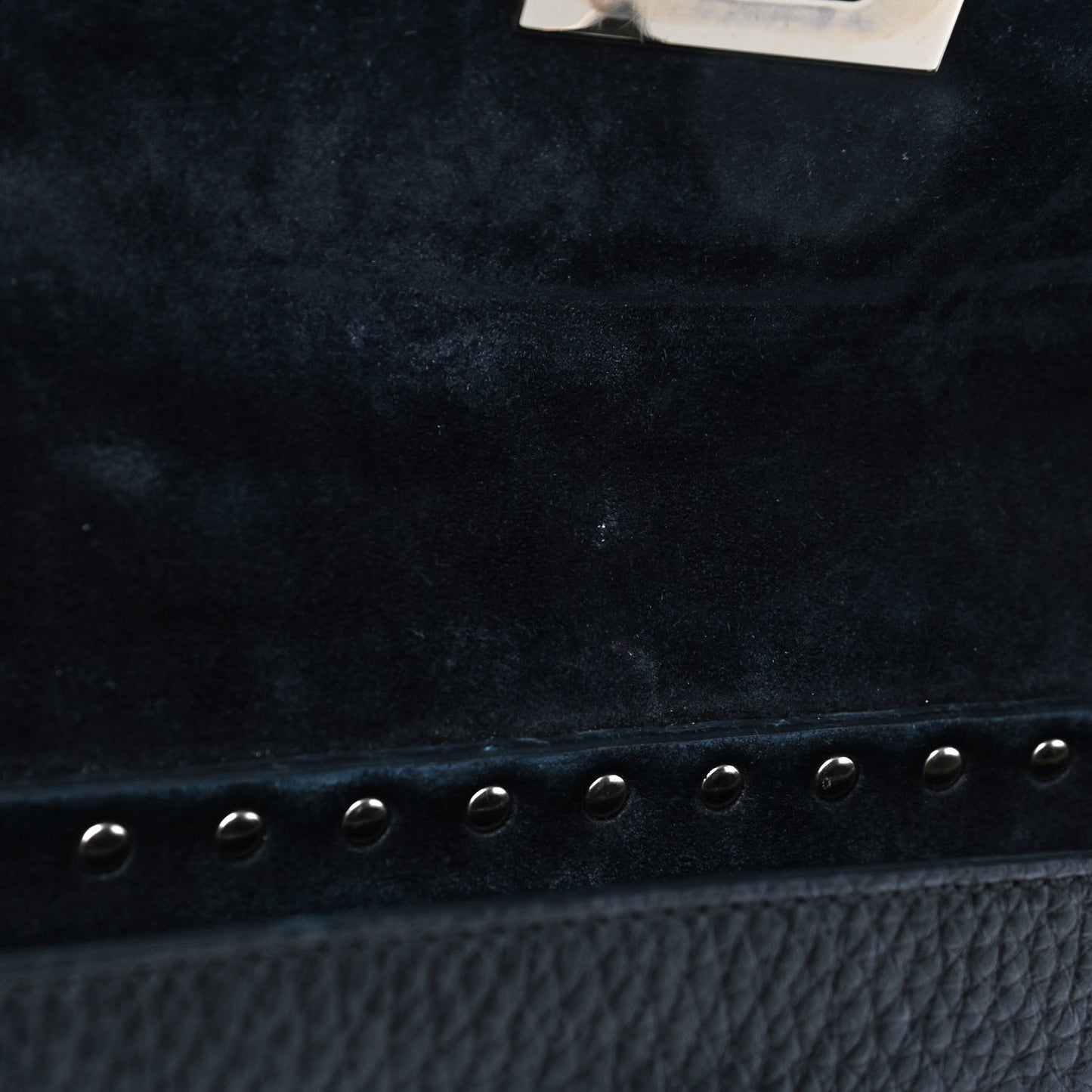 Pebbled Calfskin Small Rockstud Single Handle Flap Bag Black