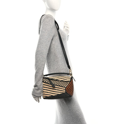 Loewe Calfskin Raffia Paula's Ibiza Small Puzzle Edge Bag Natural Honey Gold 2 of 9