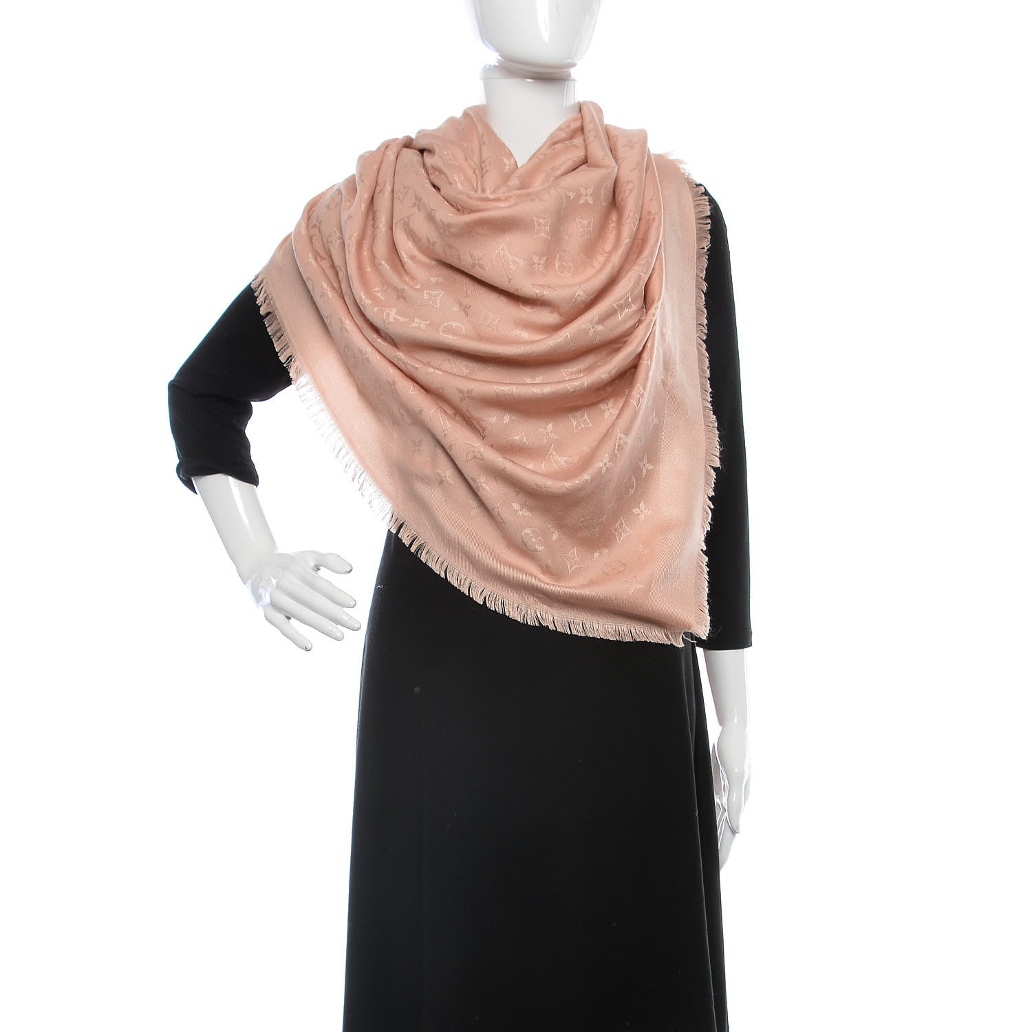 Louis Vuitton Silk Wool Monogram Shawl Natural 2 of 4