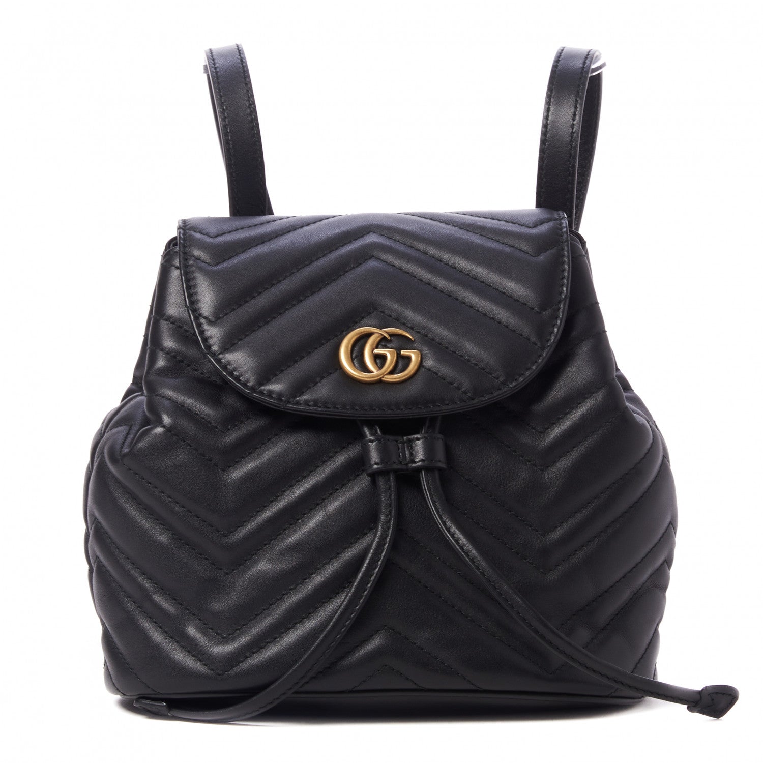 Gucci Calfskin Matelasse GG Marmont Flap Backpack Black 1 of 9