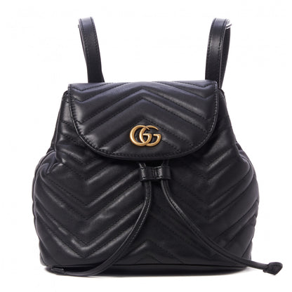 Gucci Calfskin Matelasse GG Marmont Flap Backpack Black 1 of 9