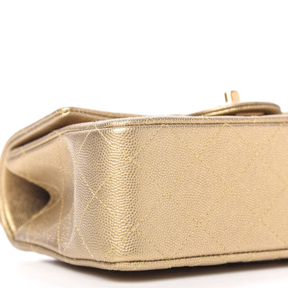 Chanel Metallic Caviar Quilted Mini Top Handle Rectangular Flap Gold 6 of 10