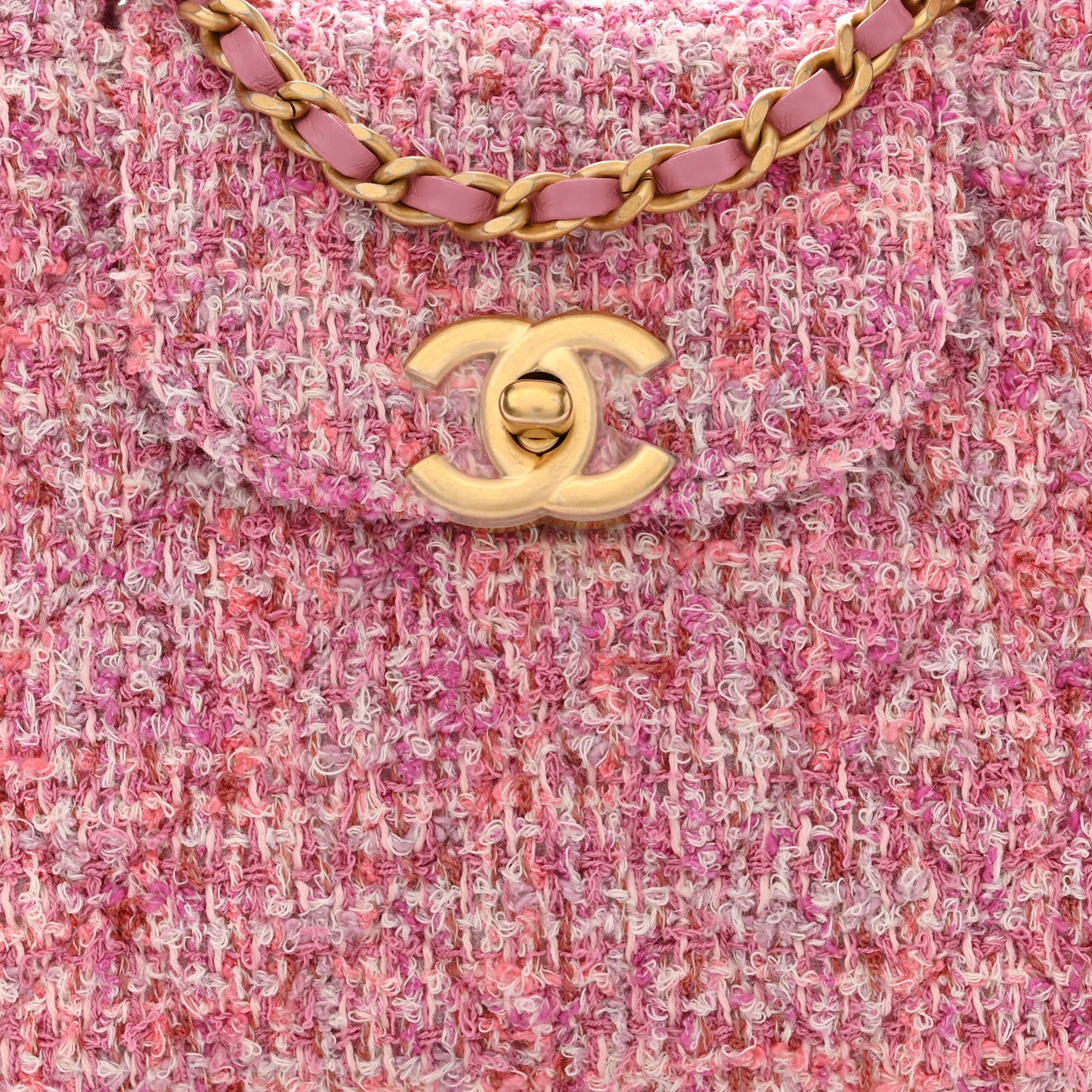 Tweed Quilted Nano Kelly Shopper Pink