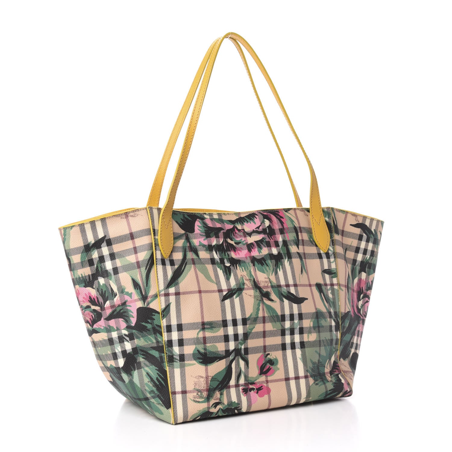 Burberry Haymarket Check Floral Print Small Canterbury Tote Yellow 3 of 13