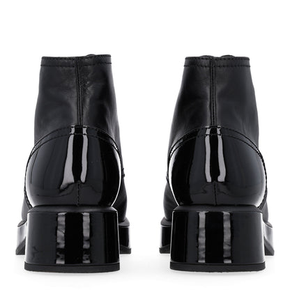 Chanel Shiny Calfskin Patent Lace Up Combat Short Boots 38.5 Black 6 of 10