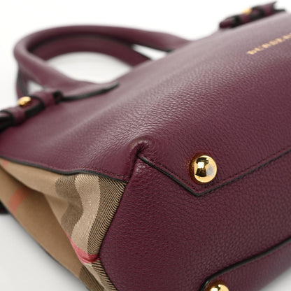 Burberry Grainy Calfskin House Check Small Banner Tote Mahogany Red 16 of 22
