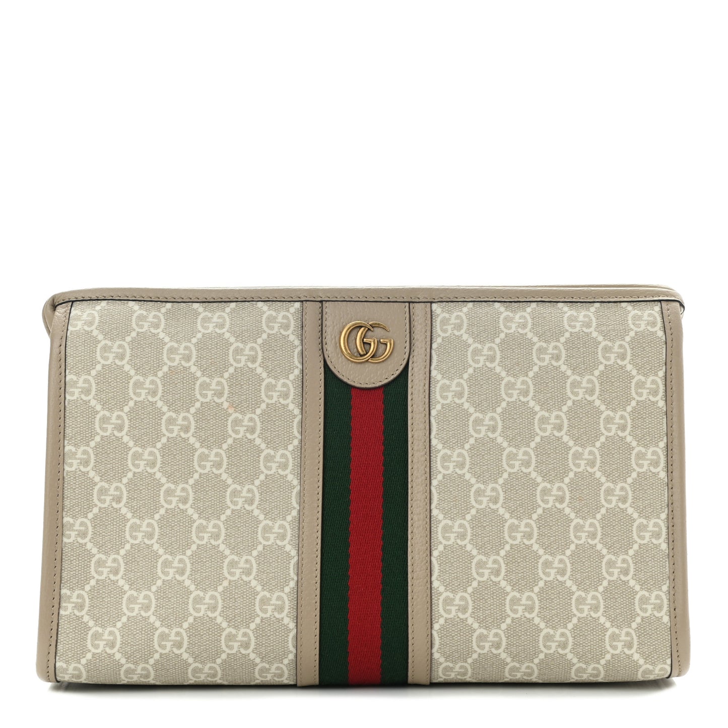 GG Supreme Monogram Web Toiletry Case Beige White